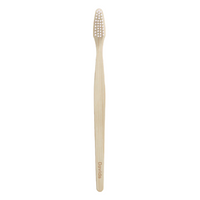 A single-packaged Davids premium bamboo toothbrush featuring a light beige color and a natural bamboo handle.