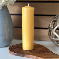 Narrow Seven Inch Beeswax Pillar Candle