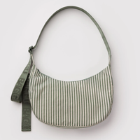Baggu Medium Nylon Crescent Bag - Sage Stripe