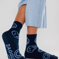 Crew Socks - Navy Happy