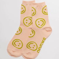 Crew Socks - Light Pink Happy