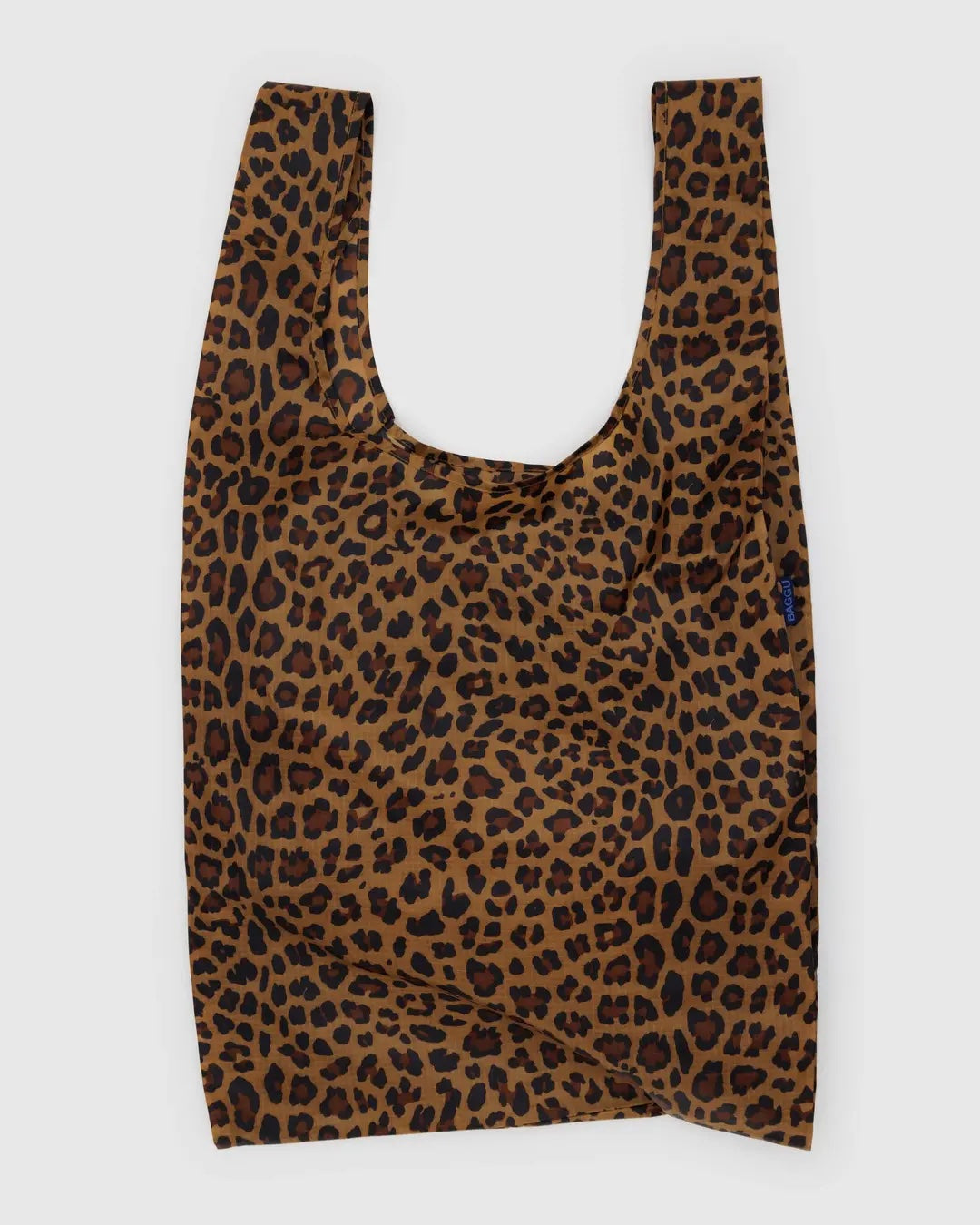 Leopard print Baggu standard reusable bag on a white background