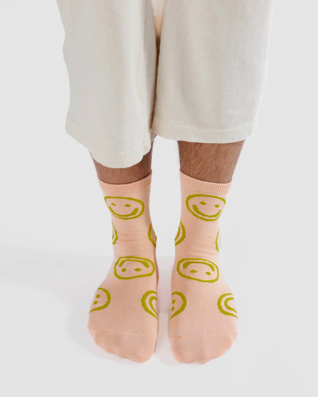 Crew Socks - Light Pink Happy