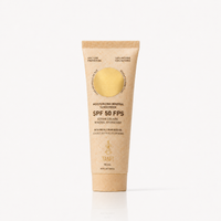 A tube of Tant SPF 50 Mineral Sunscreen standing upright on a clean white background.