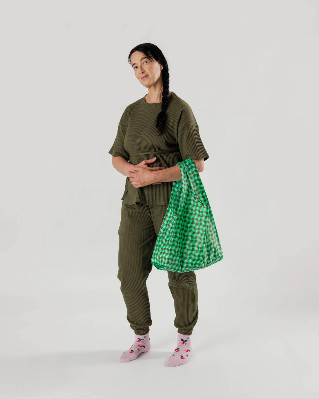 Baggu Reusable Bag - Wavy Gingham Green