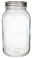 a clear glass 1 litre mason jar with regular sized mouth