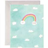 Hi Baby Sky | Rainbow Clouds New Baby Greeting Card