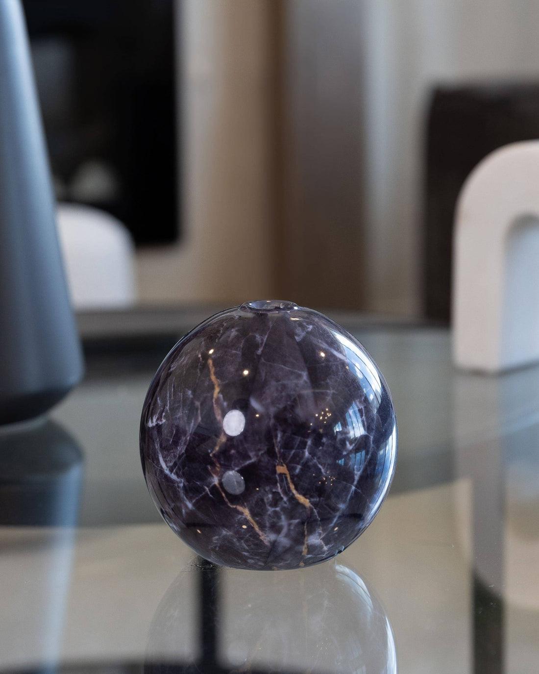 Neva Vase - Charcoal Marble Candle Holder