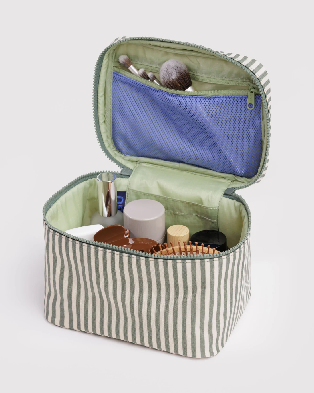 Baggu Large Cosmetic Case - Sage Stripe