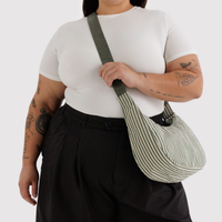 Baggu Medium Nylon Crescent Bag - Sage Stripe