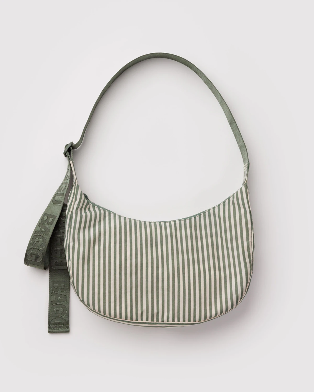 Baggu Medium Nylon Crescent Bag - Sage Stripe