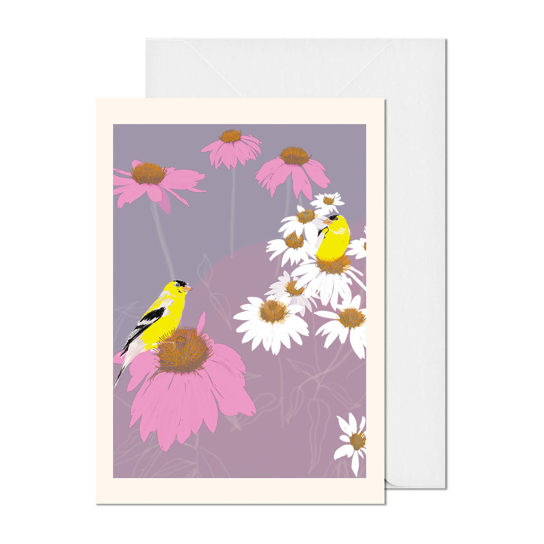 American Goldfinches and Echinacea Greeting Card