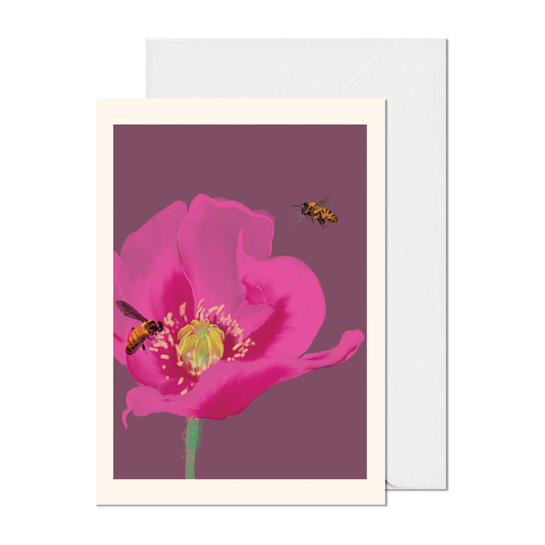 Poppy and Bees Greeting Card