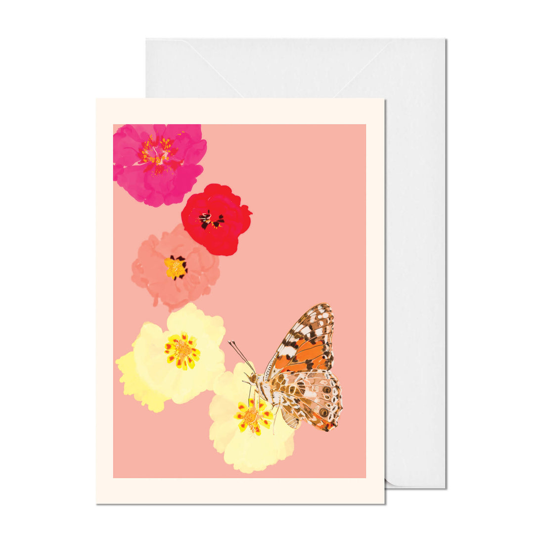 Portulaca and Painted Lady Greeting Card