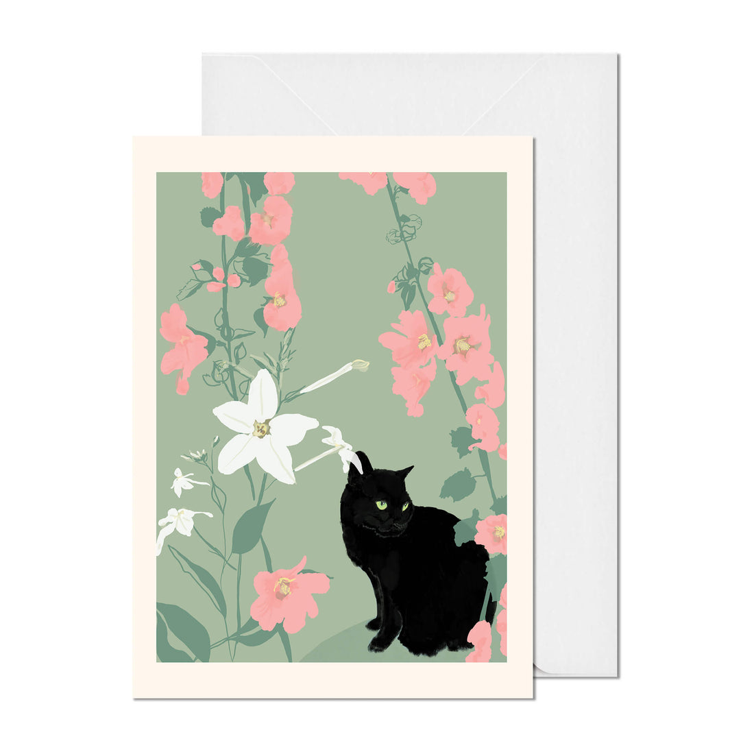 Sparkle in the Garden (Hollyhocks and Nicotiana) Greeting Card