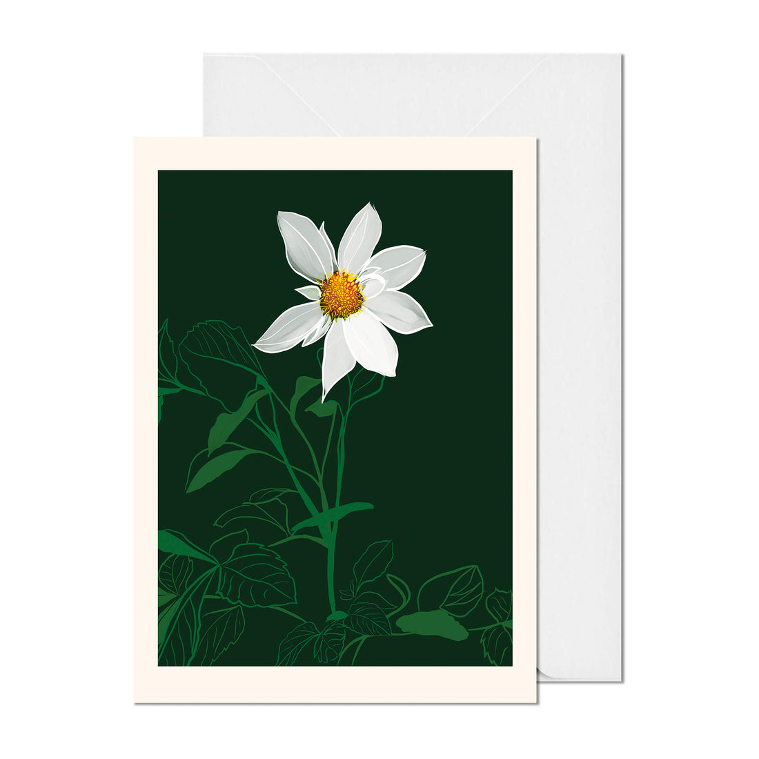 White Dahlia Greeting Card