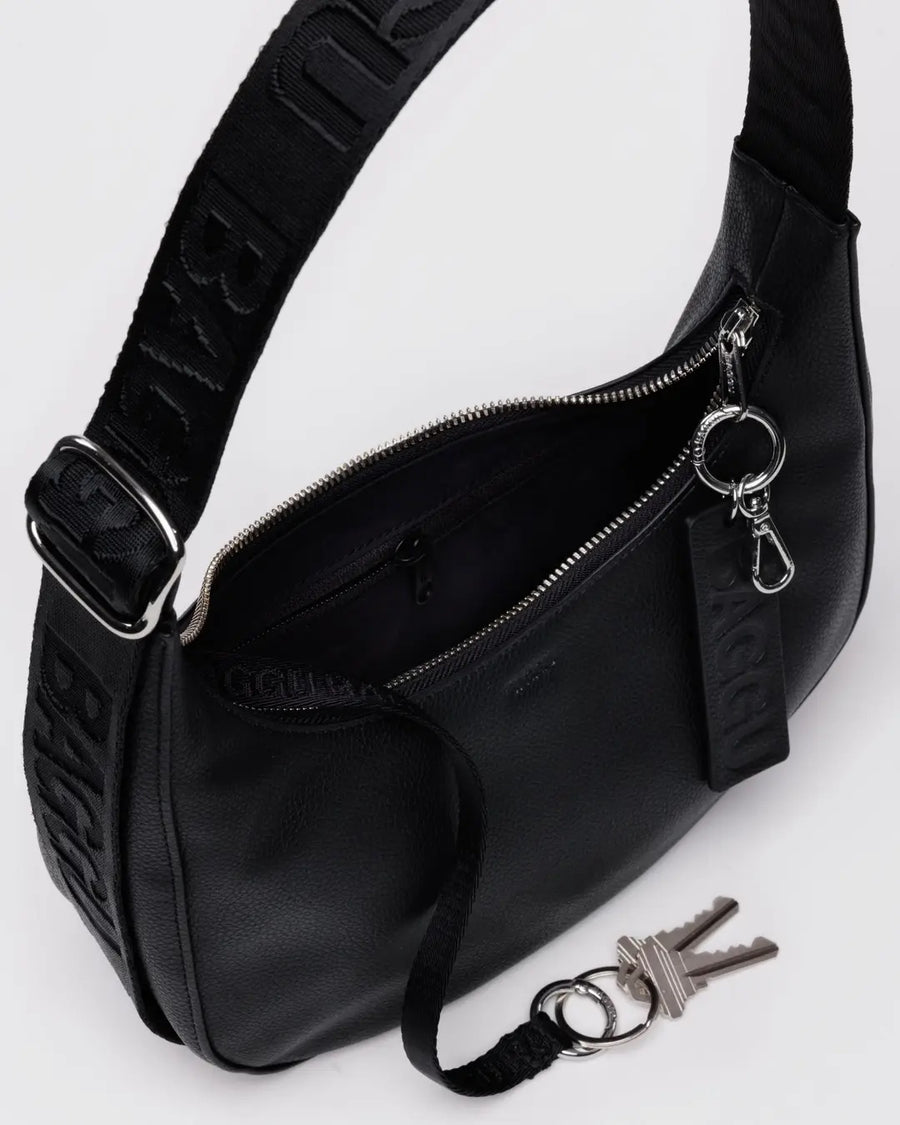 Baggu Small Recycled Leather Crescent - Black