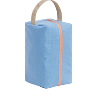 baggu dopp kit "piscine" is a swimming pool blue with beige handle and peach zipper