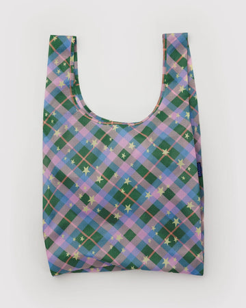 Standard Baggu Reusable Bag - Green Star Plaid