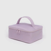 Dusty pink Baggu small cosmetic case with a handle and matching zipper