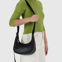 Baggu Small Recycled Leather Crescent - Black