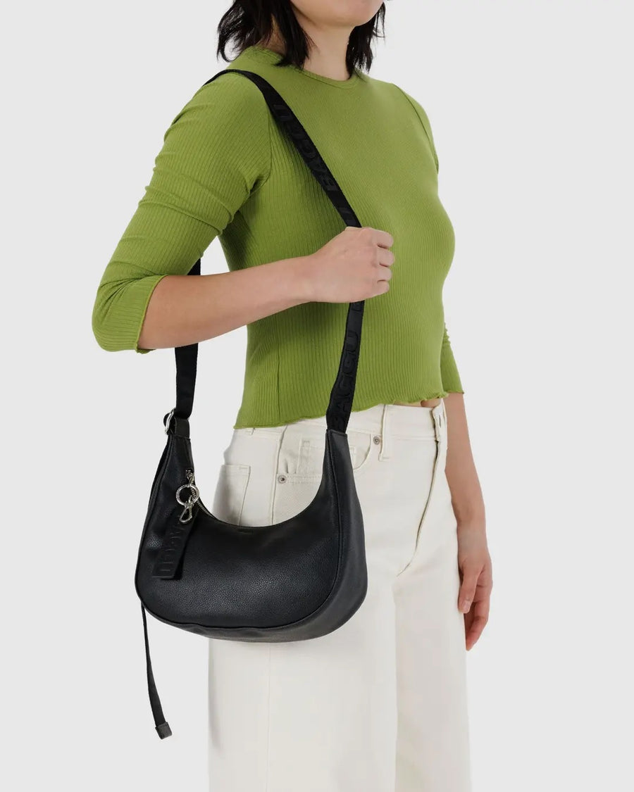Baggu Small Recycled Leather Crescent - Black