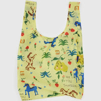 standard baggu reusable bag in painted prairie print design on white background