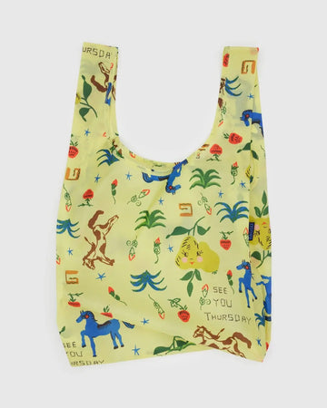 standard baggu reusable bag in painted prairie print design on white background