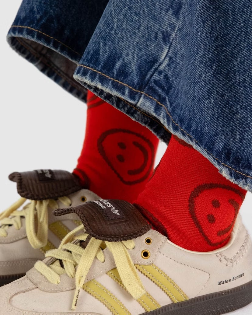 Crew Socks - Red Happy