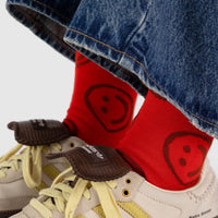 Crew Socks - Red Happy