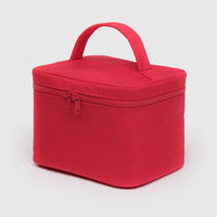 large Baggu cosmetic case in candy apple red recycled nylon on a white background