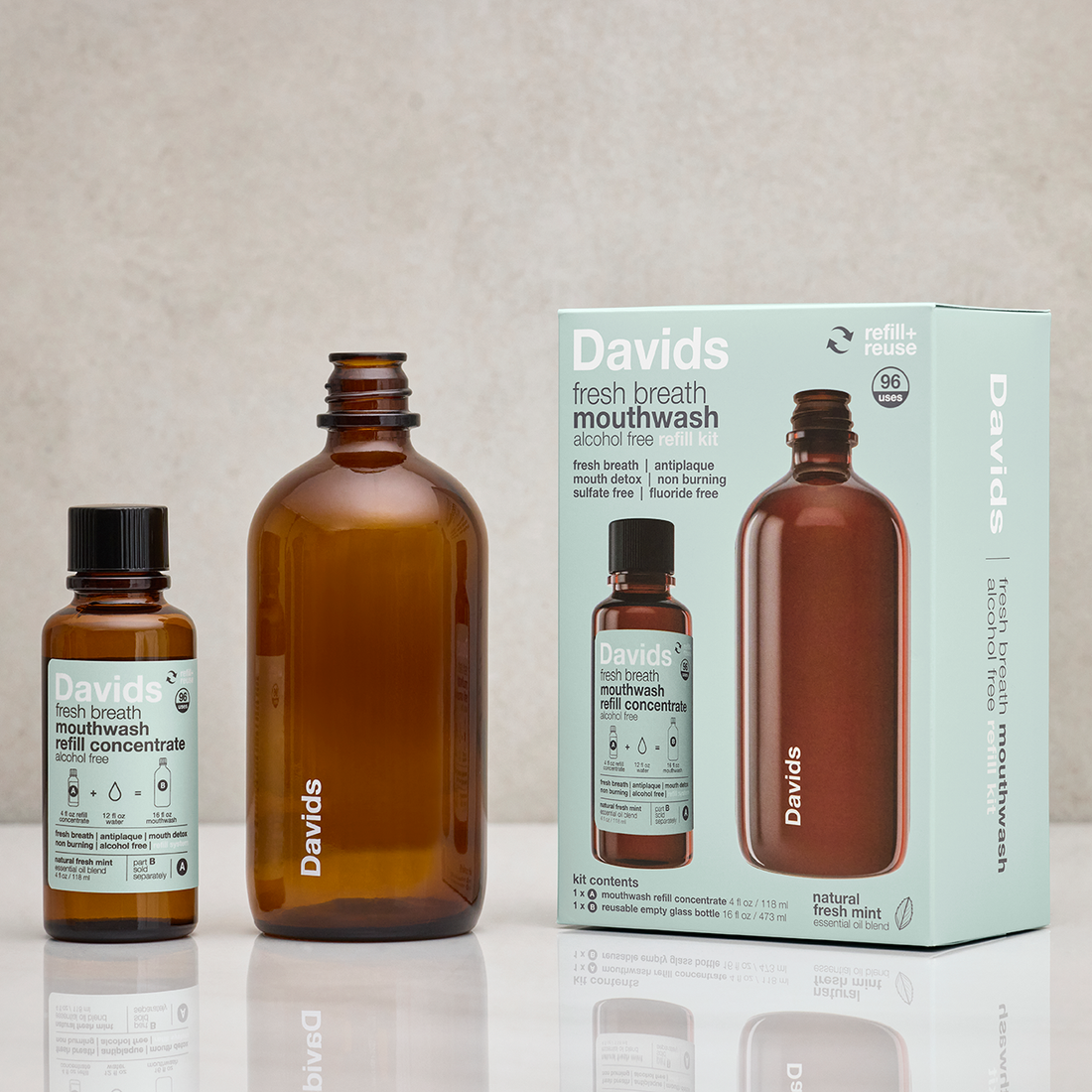 Davids Hydroxi™ fresh breath mouthwash - natural fresh mint