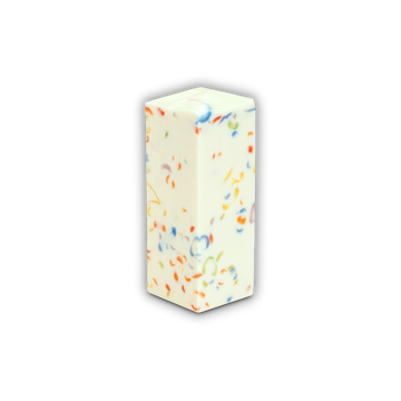 A Soap So Co Confetti mini soap with colorful speckles in a cream colour base