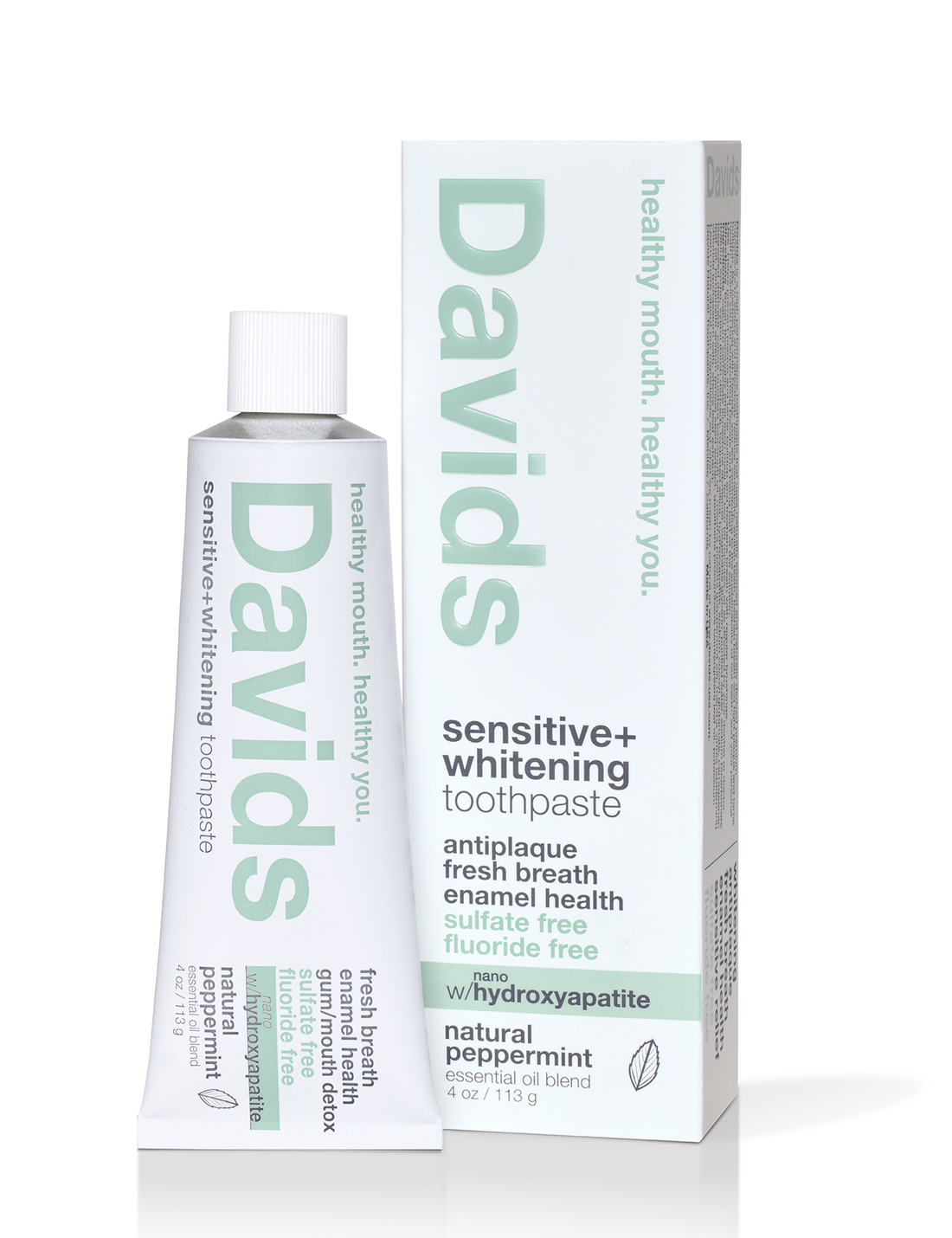 Davids Hydroxi™ Sensitive + Whitening Nano-Hydroxyapatite Premium Toothpaste / Peppermint / 4oz