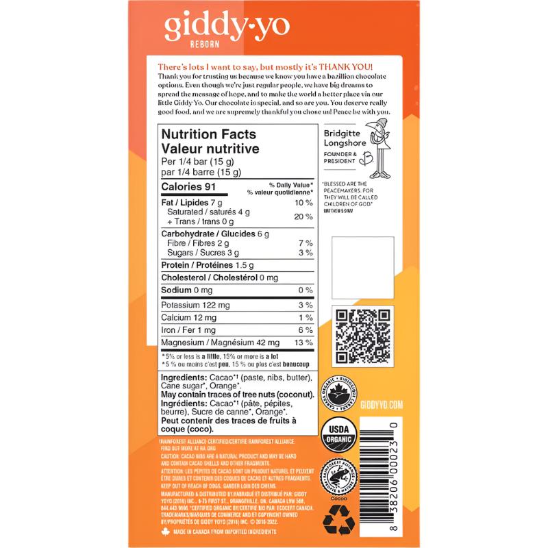 Giddy-yo 76% Dark Chocolate - Orange