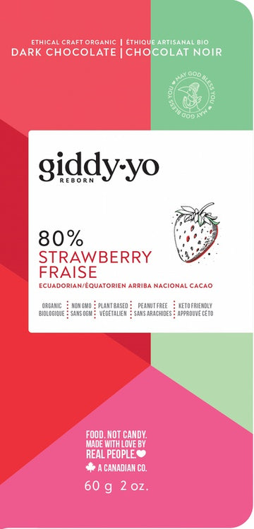 Giddy-yo 80% Dark Chocolate - Strawberry