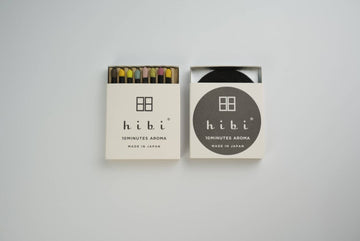 hibi 10th anniversary special edition incense matches on a light gray background