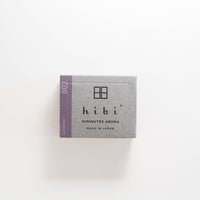 pale grey box of hibi lavender incense matches with "hibi 10 minutes aroma. Madie in Japan" written on it
