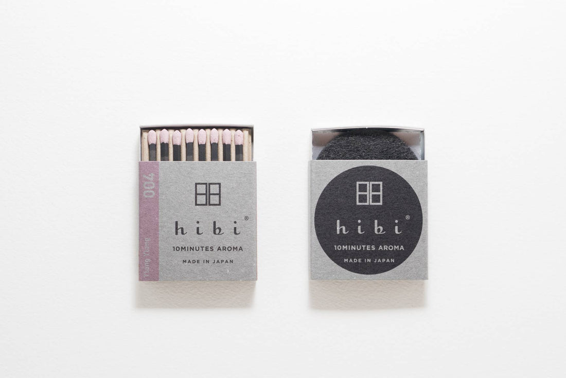 box of hibi ylang ylang 10 minute incense matches on white background