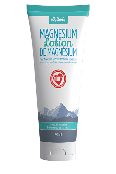 a tube of unscented magnesium lotion against a white background
