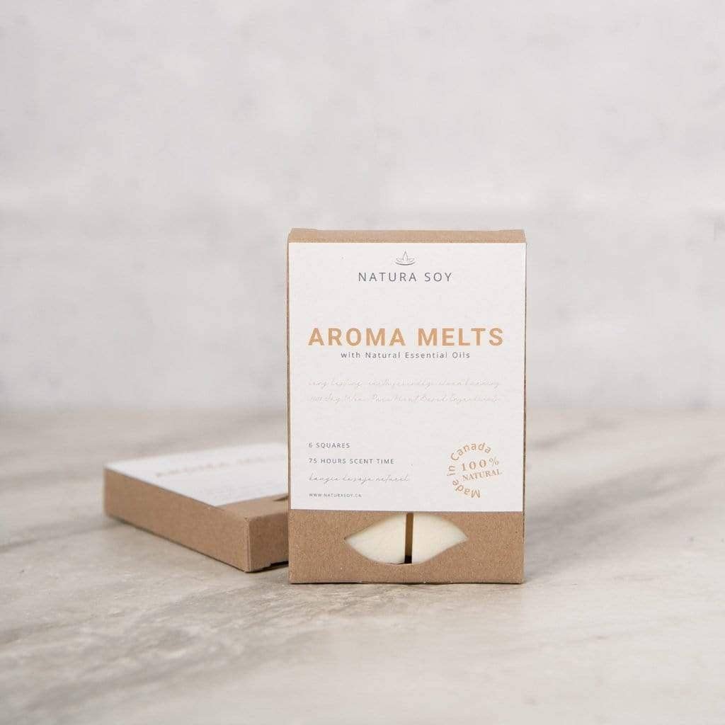 Box of Natura Soy Aroma Melts on a light gray background