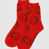 Crew Socks - Red Happy