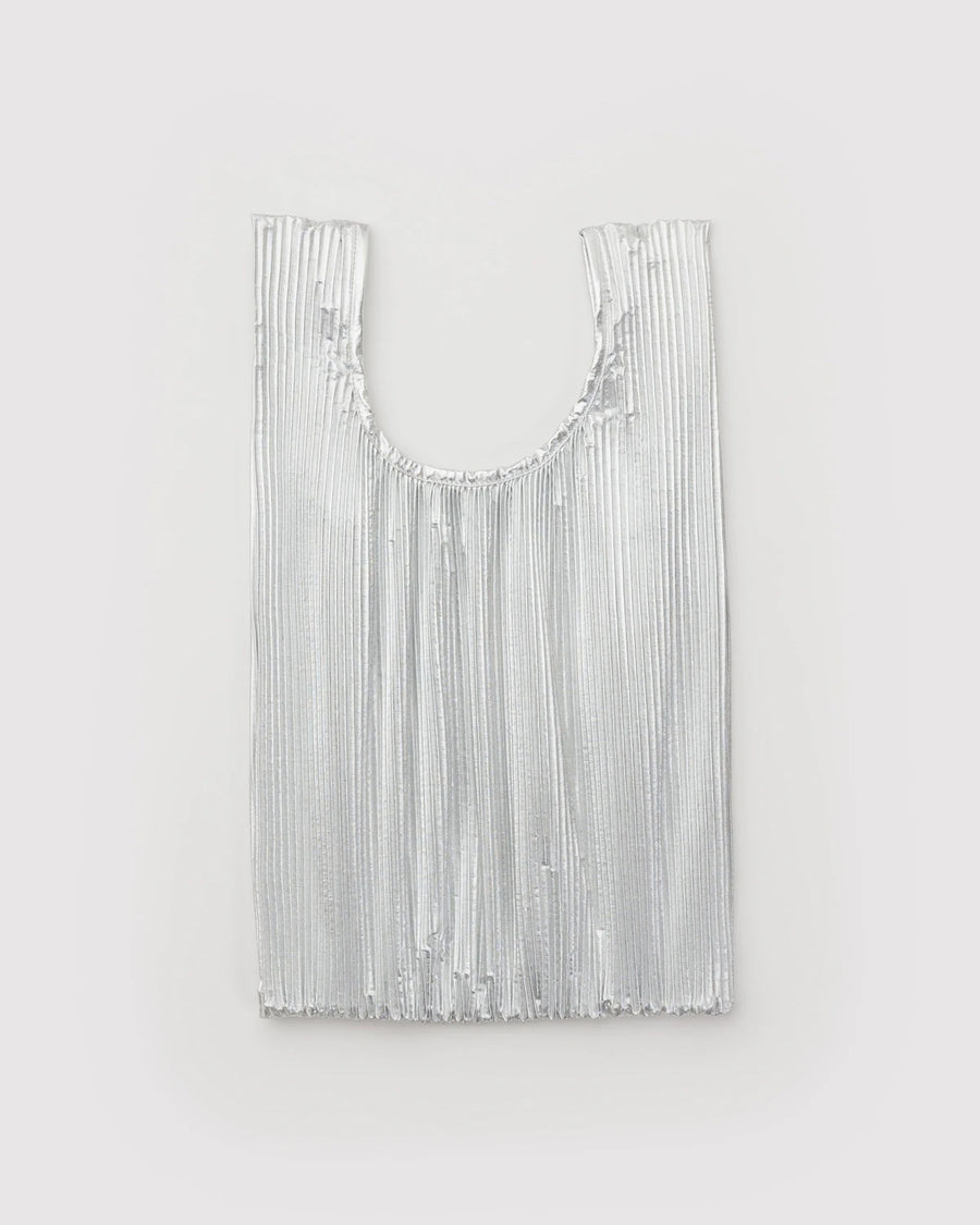 Pleated Baggu Reusable Bag - Chrome Metallic