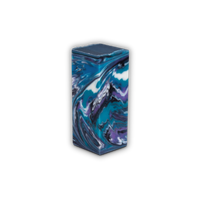 a marbled blue and purple mini rectangular soap on a white background.