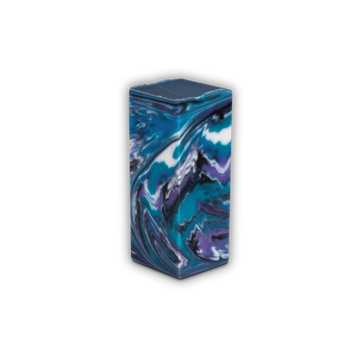 a marbled blue and purple mini rectangular soap on a white background.