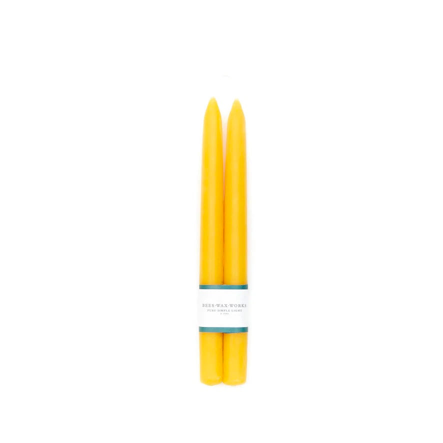 Hand Dipped Beeswax Taper Candle Pair 10 inch