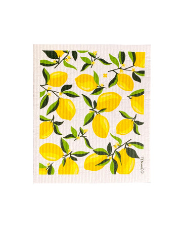 swedish sponge cloth with lemon print