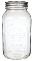 a clear glass 1 litre mason jar with regular sized mouth