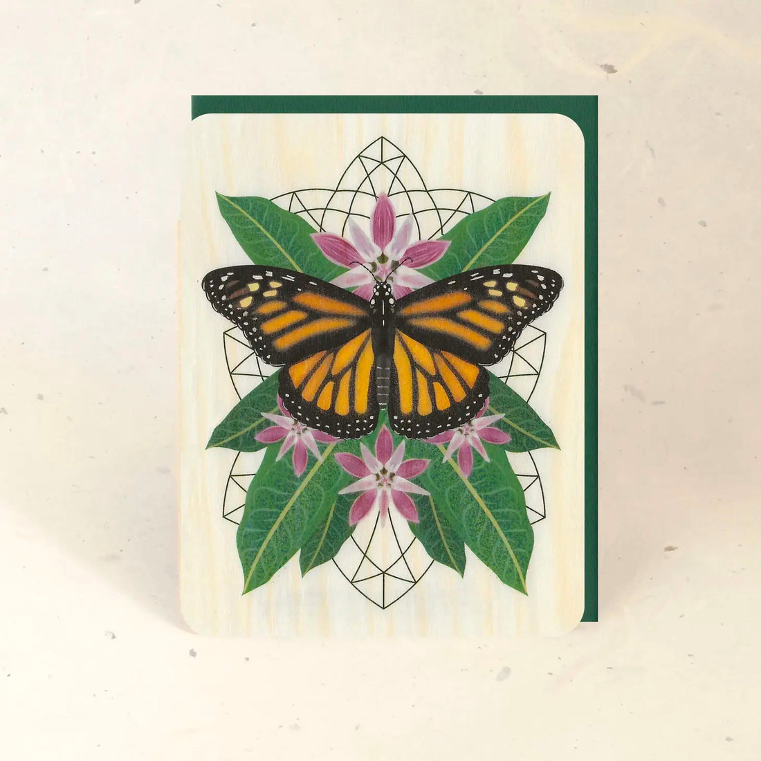 Monarch & Milkweed Wood Greeting Card